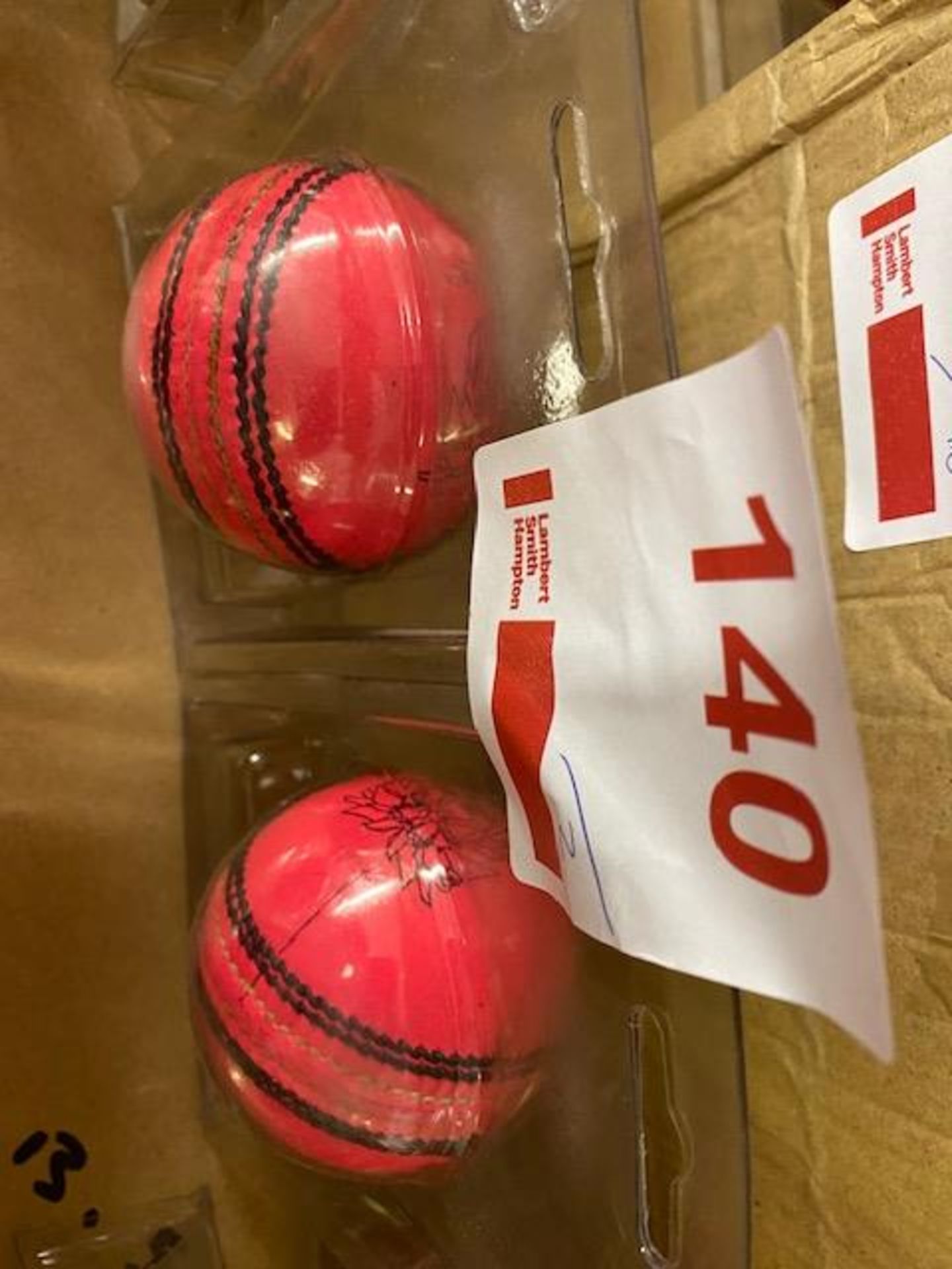 Two pink Ganador cricket balls 5.5oz - Image 3 of 3