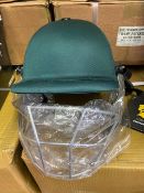 Four Ganador King cricket helmets size small - Green