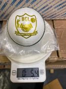 Ten white branded Britannia Cricket League cricket balls 5.5oz