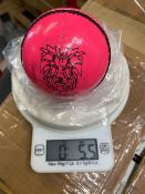 Sixteen pink Ganador cricket balls 5.5oz