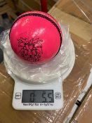 Sixteen pink Ganador cricket balls 5.5oz