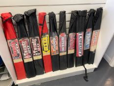 Ten various Kashmir Willow indoor cricket bats c/w carry case size 6