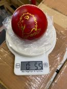 Four red Ganador cricket balls 5.5oz