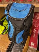 Ten blue and black Ganador cricket bag pack