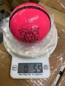 Sixteen pink Ganador cricket balls 5.5oz