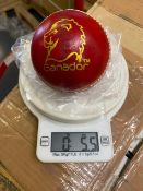 Four red Ganador cricket balls 5.5oz