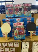 Ten boxes of 36 twin packs of global table tennis bats, minus surface covering (total 720 bats)