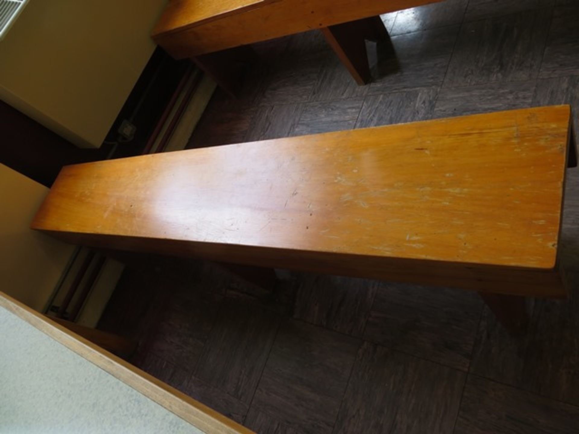 Four canteen tables 6' x 2' & four wooden form benches 6' x 1' - Image 2 of 3