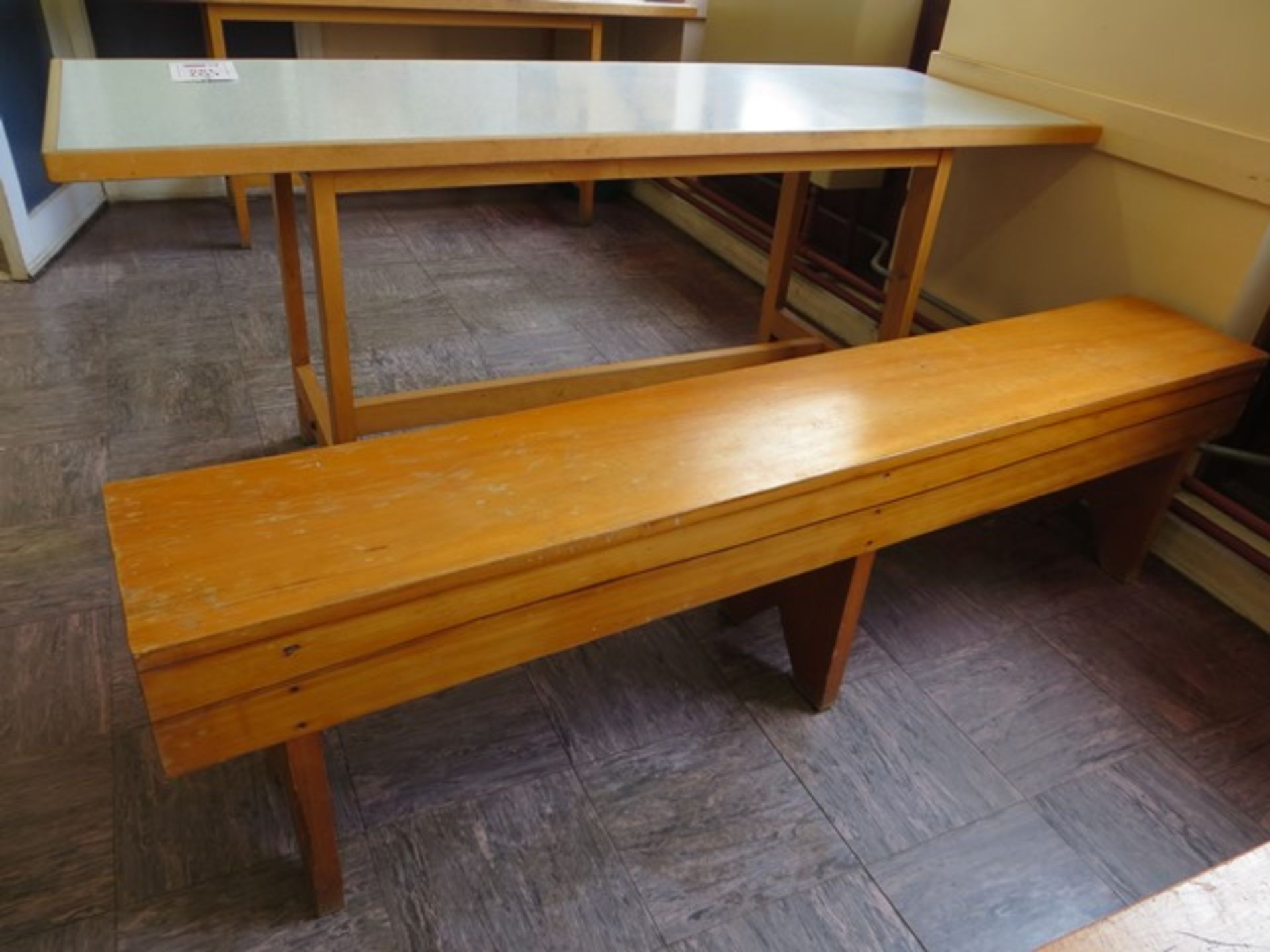 Four canteen tables 6' x 2' & four wooden form benches 6' x 1' - Image 3 of 3