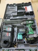 Hitachi WH12DMR cordless wrench tool with two batteries & charger c/w case