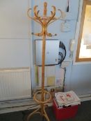 A wooden coat stand