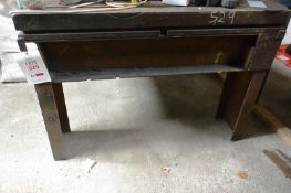 Cast iron slotted machine table, 48" x 48" mounted on table stand Please note: this lot cannot be
