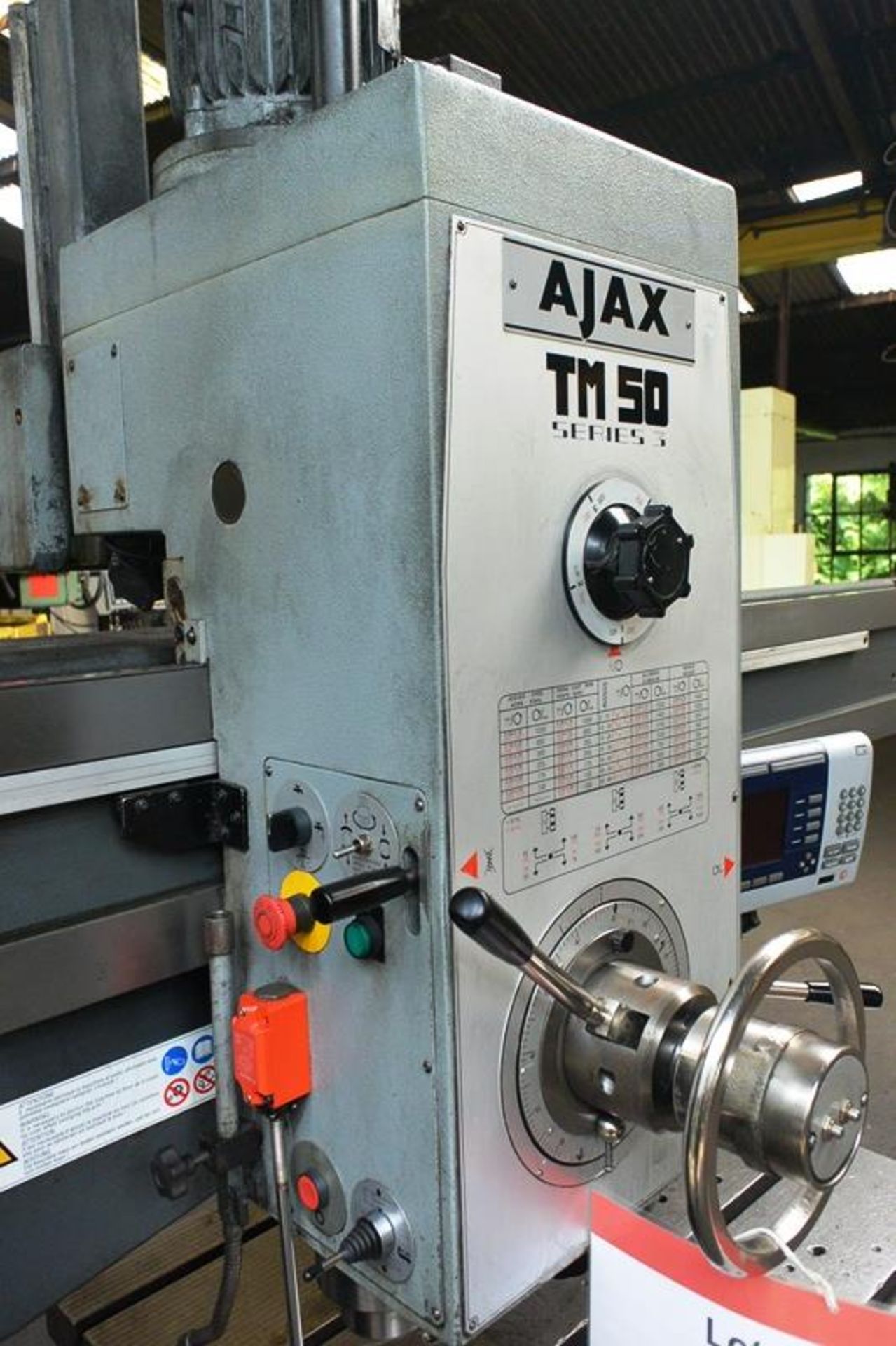 Ajax TM50 Series 3 elevating column radial arm drill, ref 1600 Hydrabloc, serial no. 4008 (2007), - Bild 8 aus 9