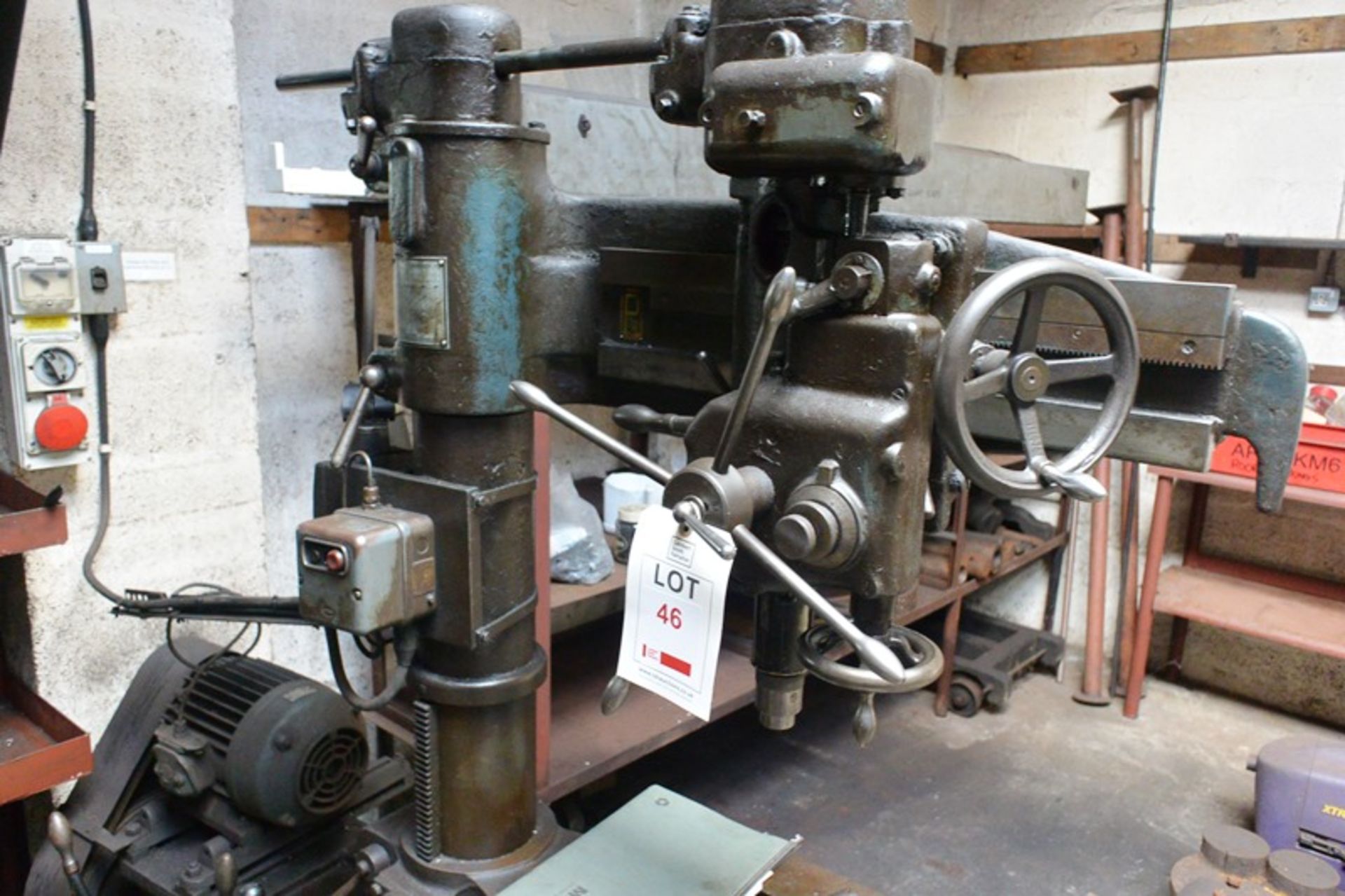 Asquith 24" radial arm drill, with 24 x 16 x 9" rise and fall slotted box table (Please note: A work - Image 5 of 5