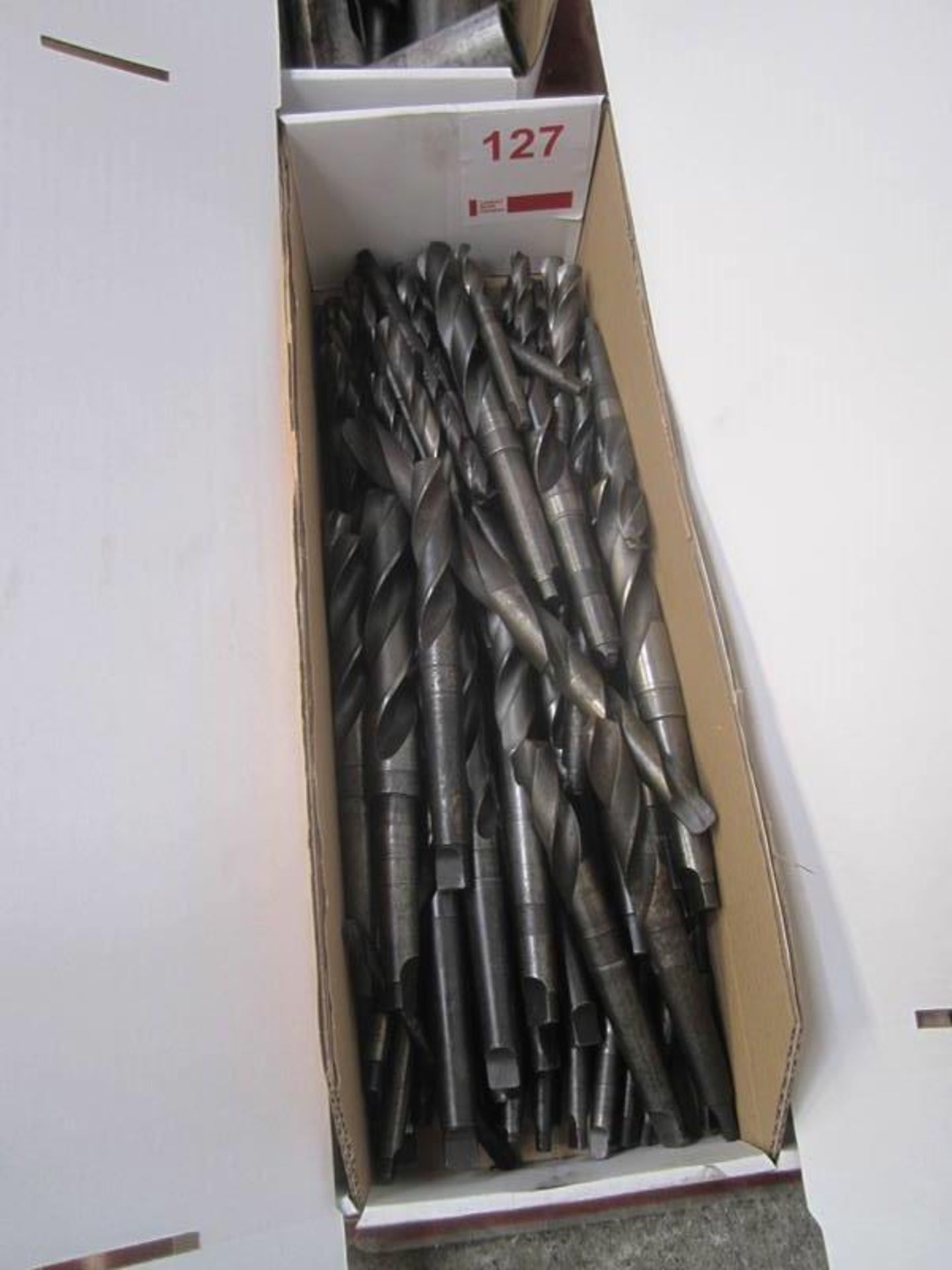 Box and contents to incl. assorted HSS taper shank/straight drill bits, etc. (as lotted) (