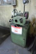 Brierley 2B50 cabinet base drill point grinder, serial no. 962290 with tooling. Please note: