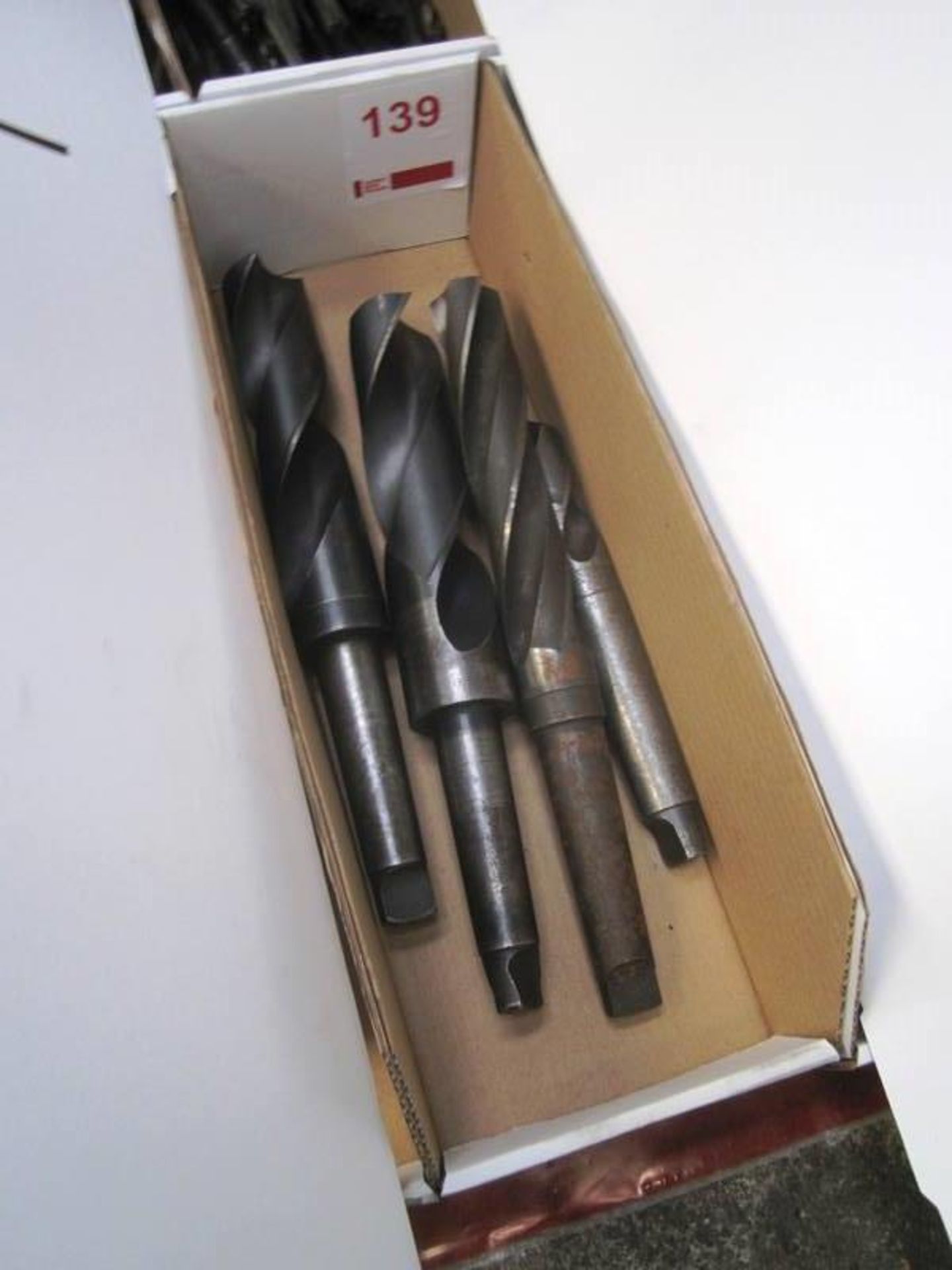 Box and contents to incl. assorted HSS taper shank drill bits, etc. (as lotted) (Recommended