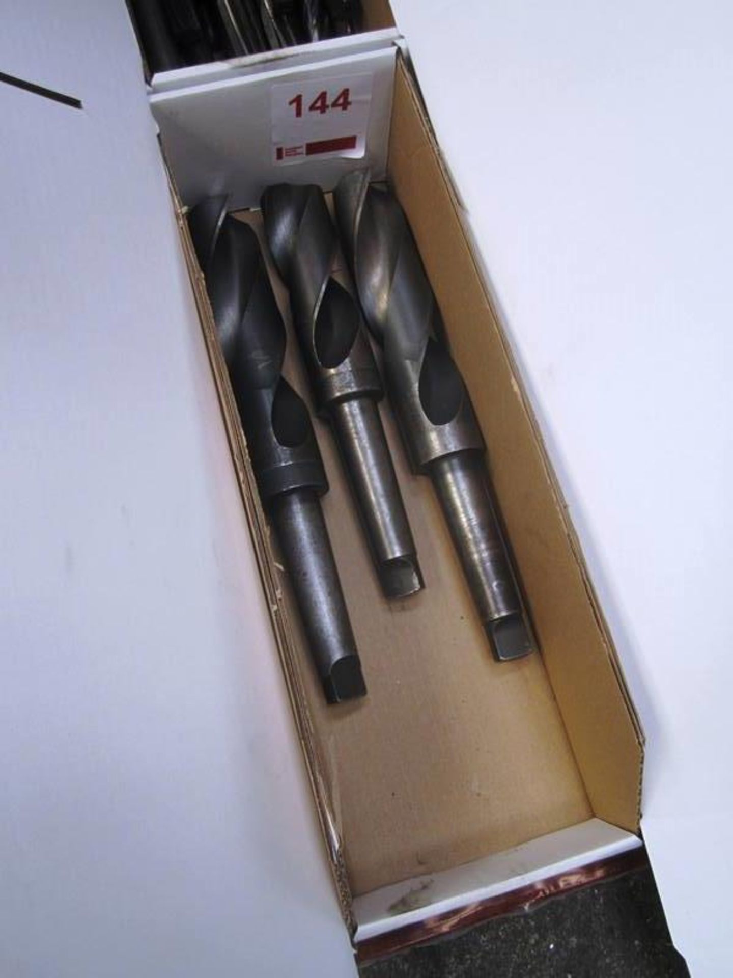 Box and contents to incl. assorted HSS taper shank drill bits, etc. (as lotted) (Recommended