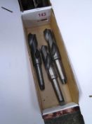 Box and contents to incl. assorted HSS taper shank drill bits, etc. (as lotted) (Recommended