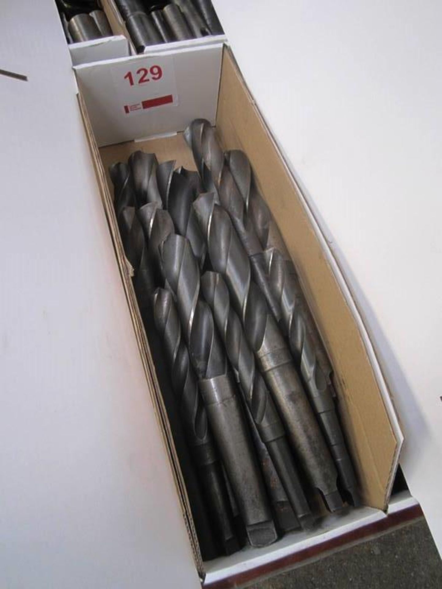 Box and contents to incl. assorted HSS taper shank/straight drill bits, etc. (as lotted)