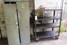 Steel frame mobile 4 shelf trolley and two door cabinet (Recommended collection period for this