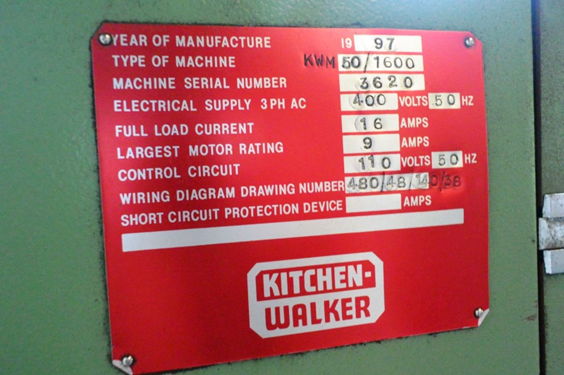 Kitchen Walker KWM50-1600 elevating radial arm drill, serial no. 3620 (1997), 28-2500 rpm spindle - Image 6 of 7