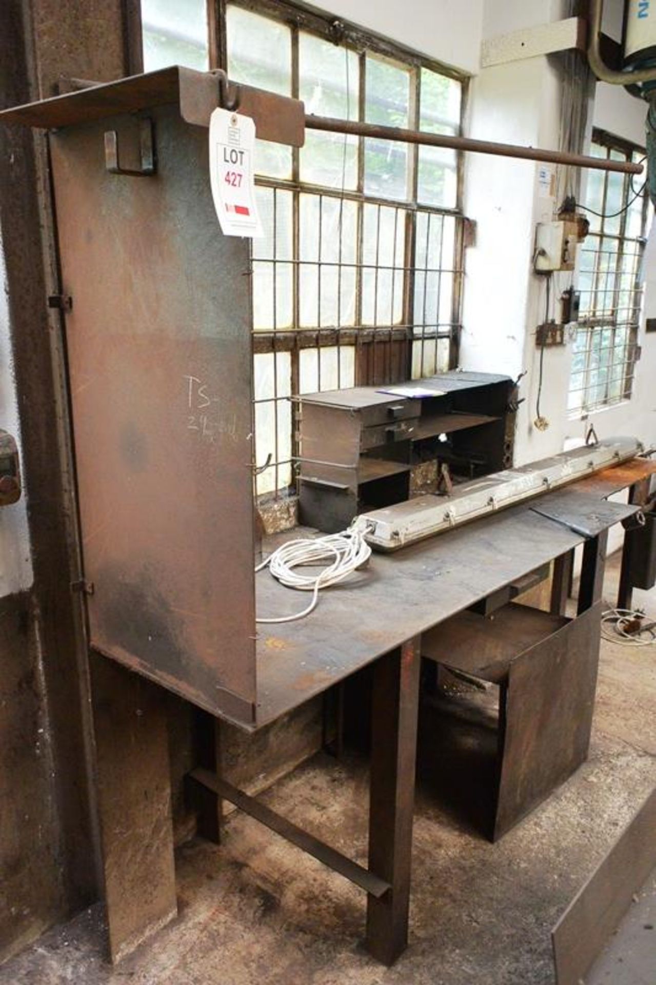 Steel workbench, approx 2750 x 600mm (Recommended collection period for this lot Wednesday 15th -