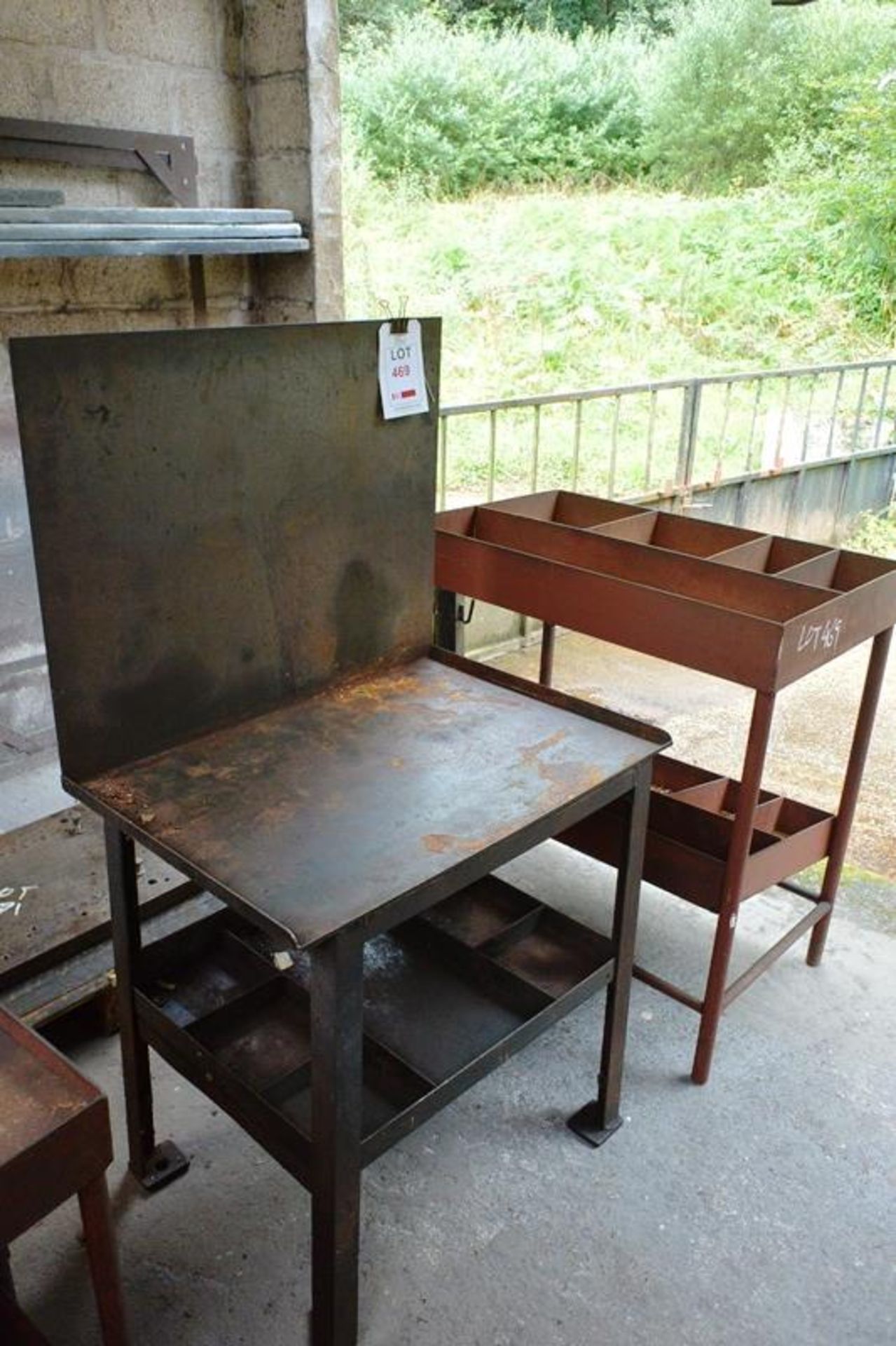 Two various steel frame tables (Recommended collection period for this lot Wednesday 15th - Friday