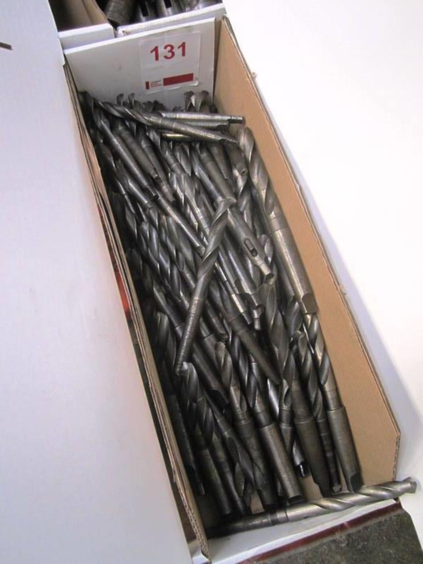 Box and contents to incl. assorted HSS taper shank/straight drill bits, etc. (as lotted) (