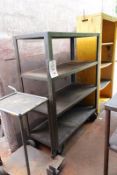 Two various mobile trollies incl. steel frame mobile 4 shelf trolley and cabinet frame (