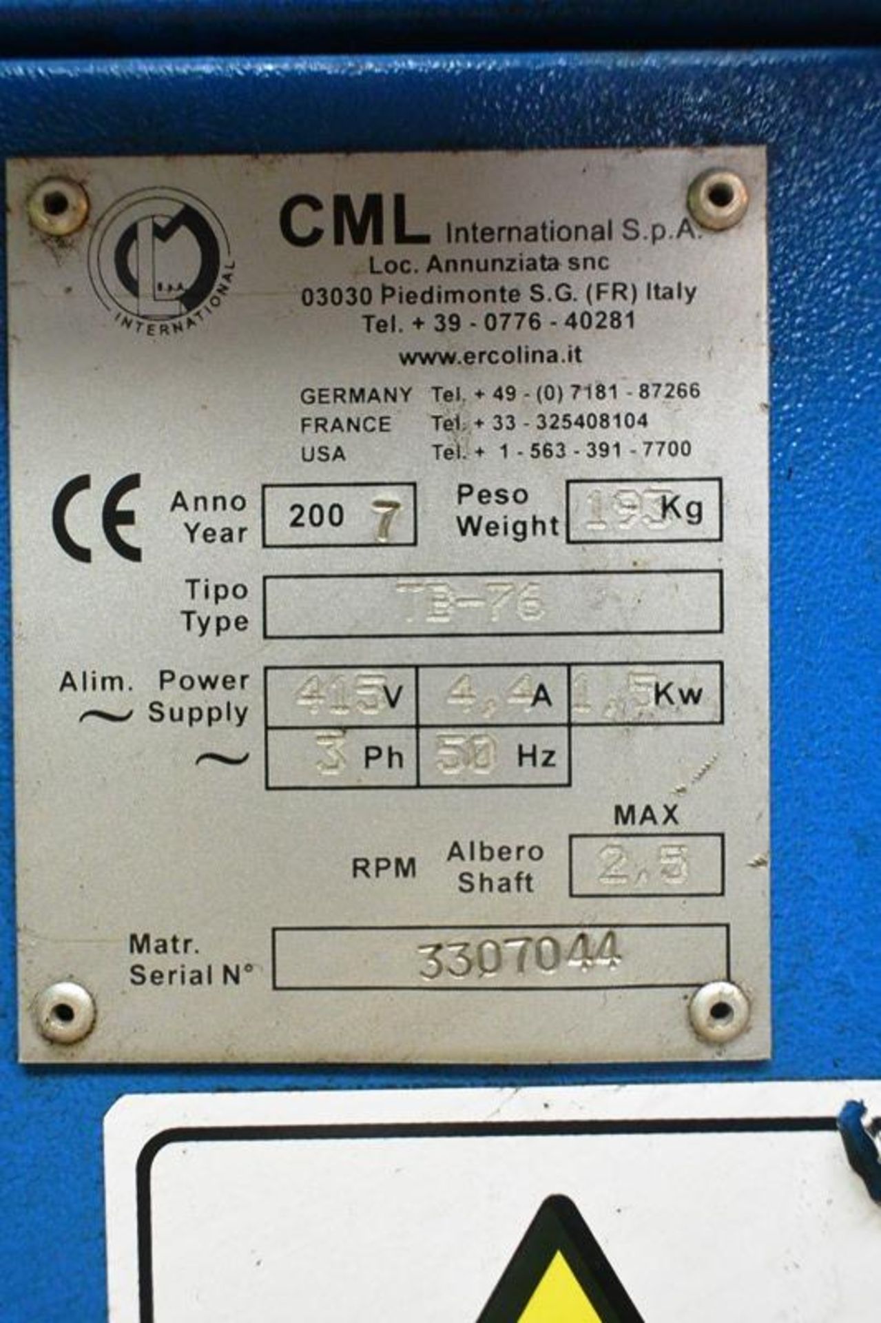 Ercolina hydraulic 'Top' table bender, model TB76-V2T, serial no. 3307044 (2007), wander foot - Bild 5 aus 5