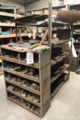 Two bays of various stores racking and contents to incl. various pipe fittings, scrap, etc. (