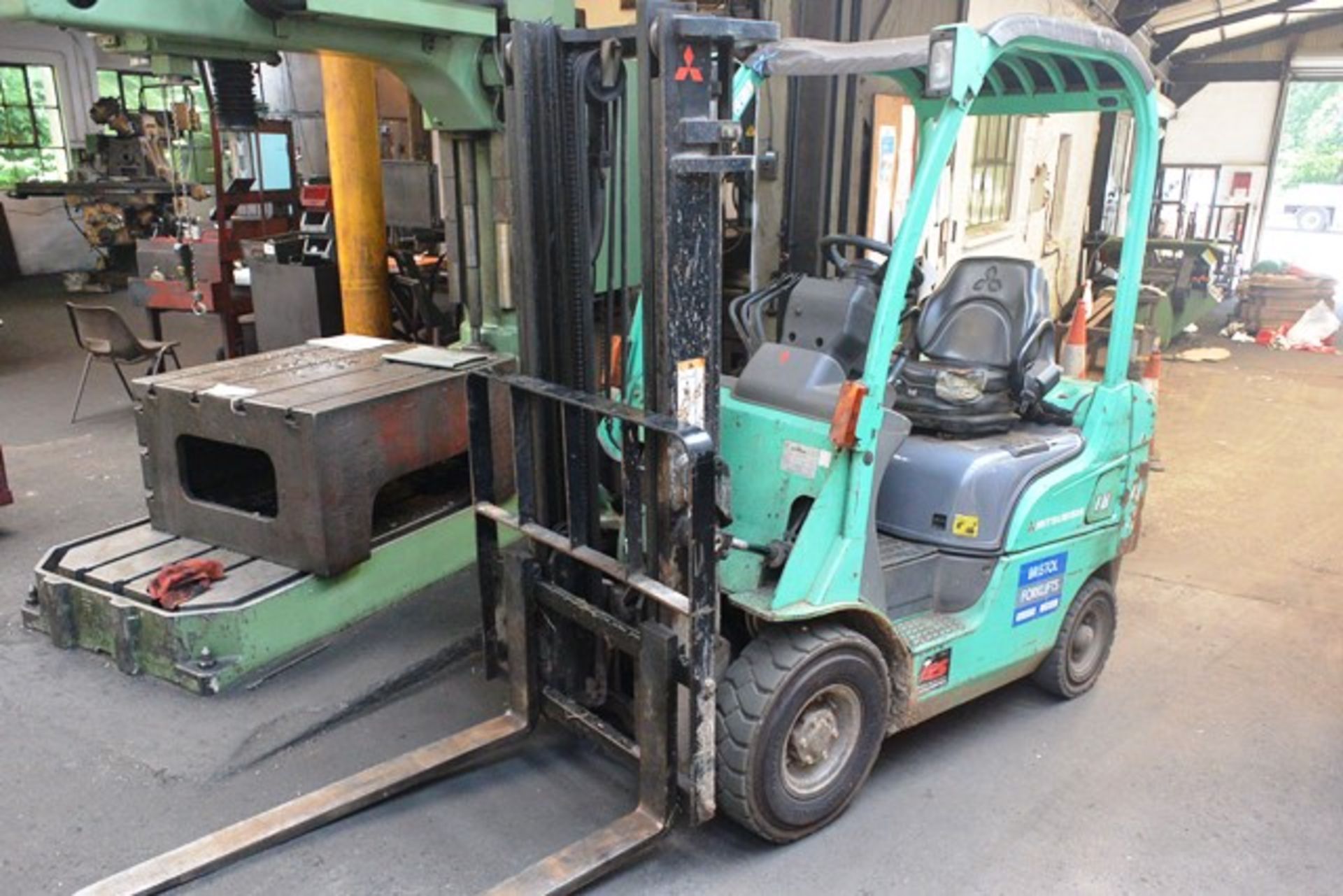 Mitsubishi FD18N diesel ride on, dual mast forklift truck, serial no. EF/16D 40285 (2008), 1800