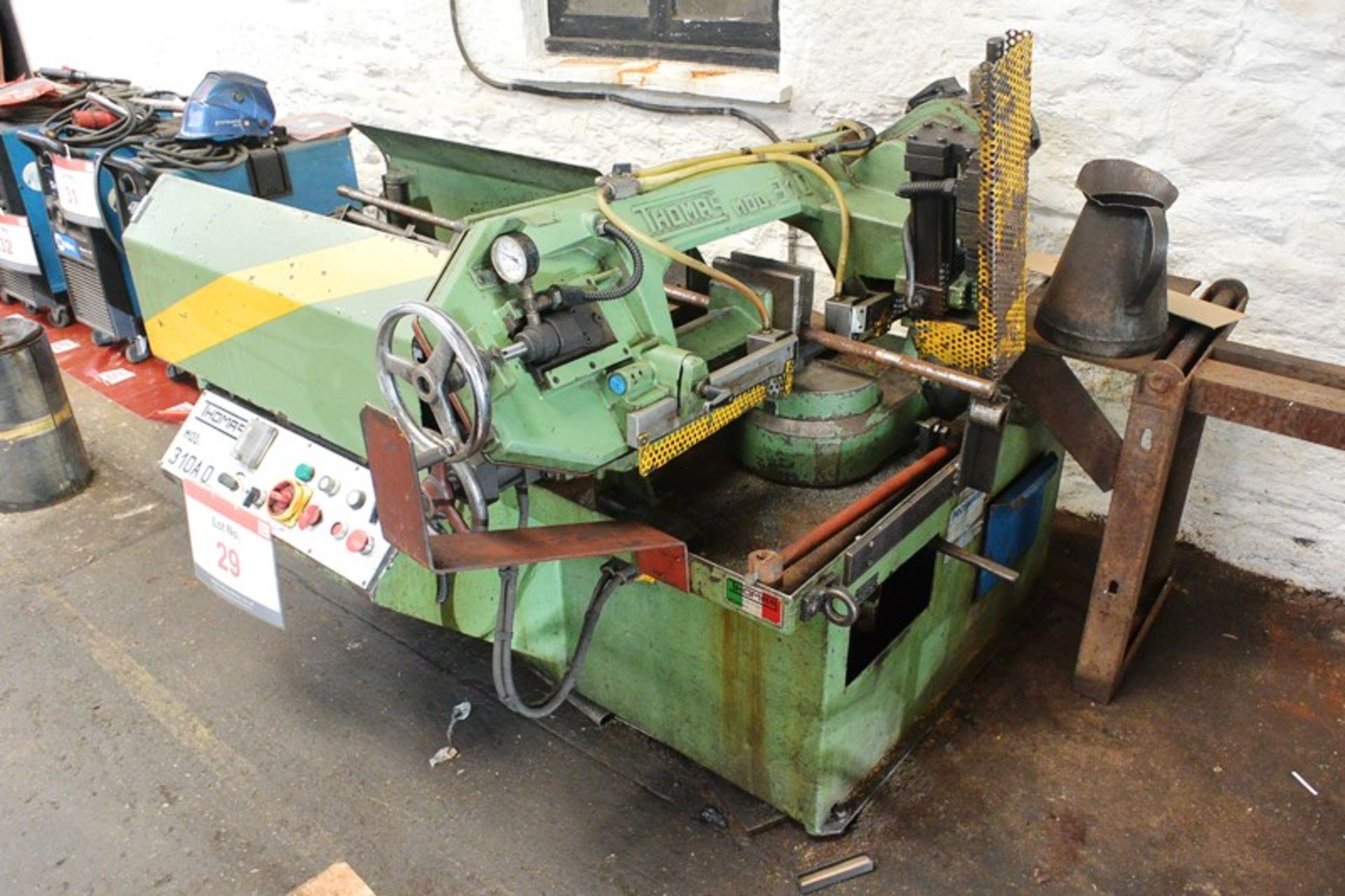 Thomas MOD 310 A.0 automatic mitre base horizontal bandsaw, serial no. 6288, hydraulic clamping