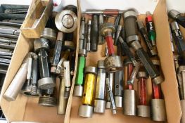 Two boxes and contents to incl. various thread gauges (Recommended collection period for this lot