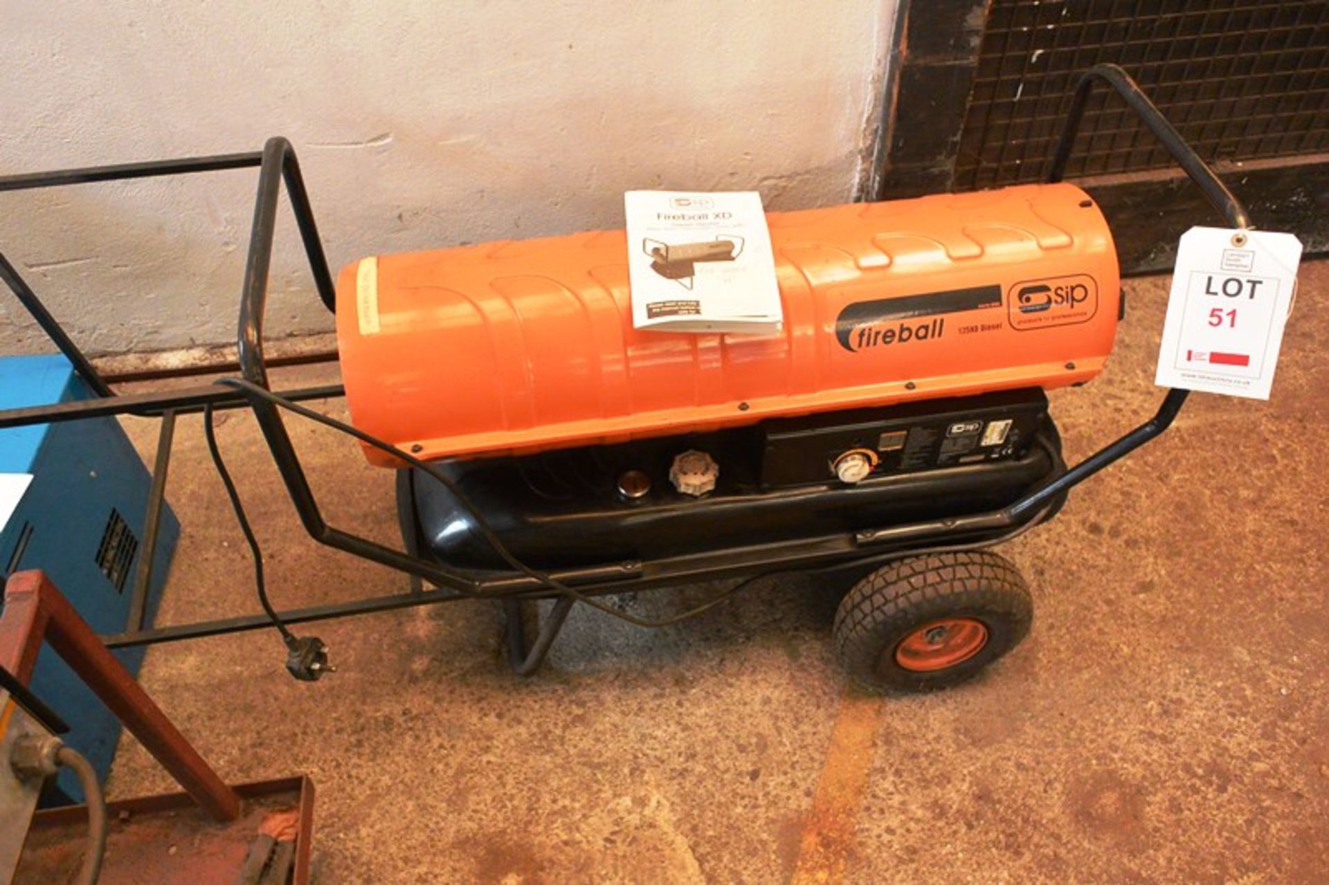 SIP Fireball XD mobile diesel space heater, model 125XD, serial no. TK30K/607/00077 (Recommended