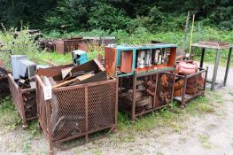 Assorted scrap/steel machine components, located in approx 20 stillages/bins in total (Recommended