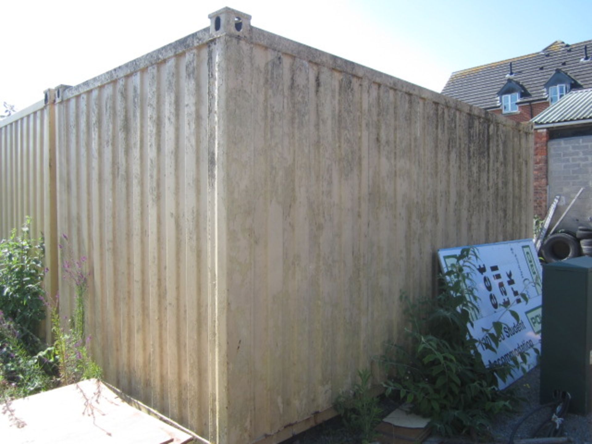 16ft export type shipping container with twin barn doors and internal timber framed shelving (Please - Image 3 of 3