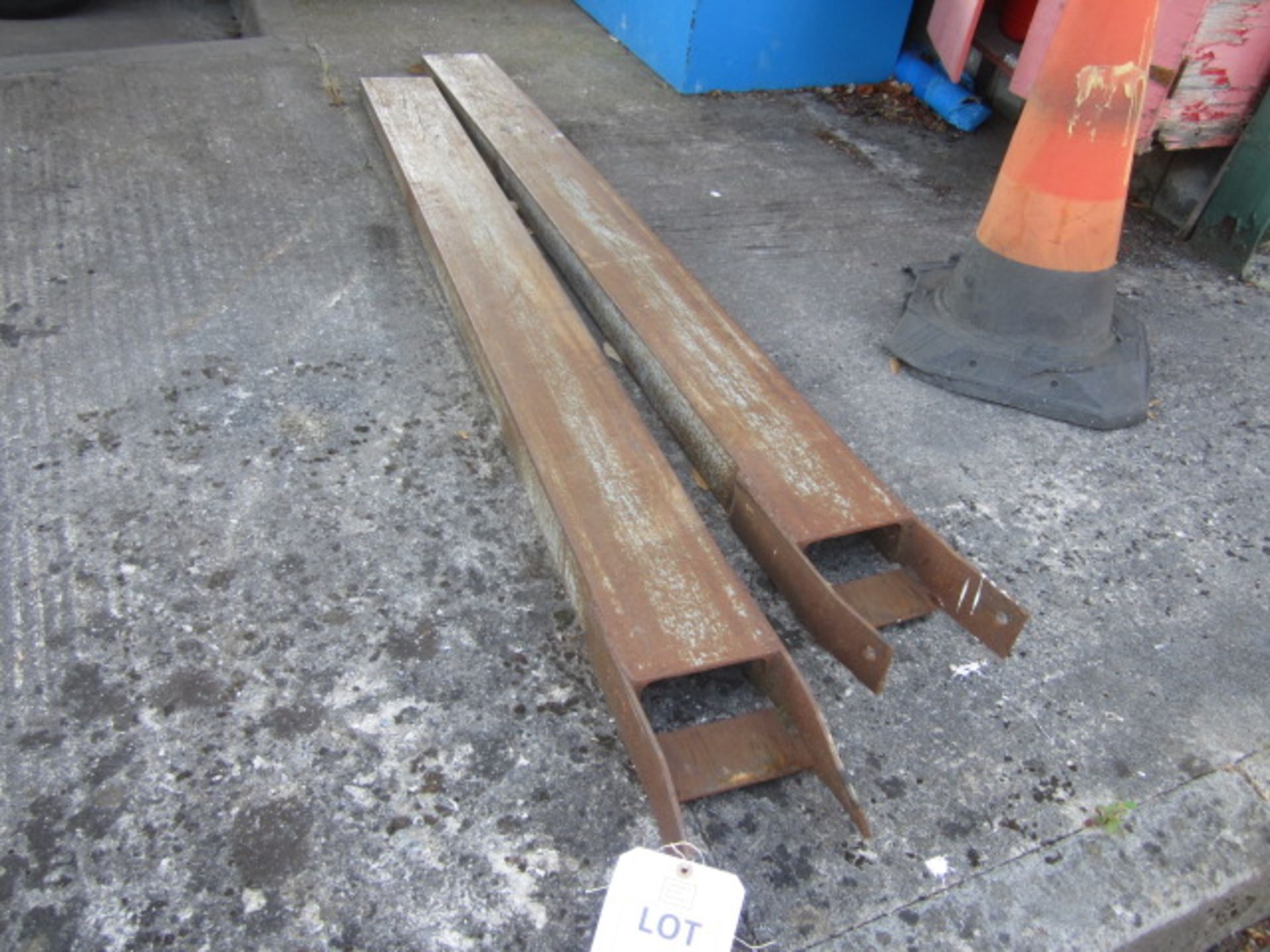 Steel set of forklift extensions, length 1880mm, width 150mm. This item has no record of Thorough... - Image 2 of 2