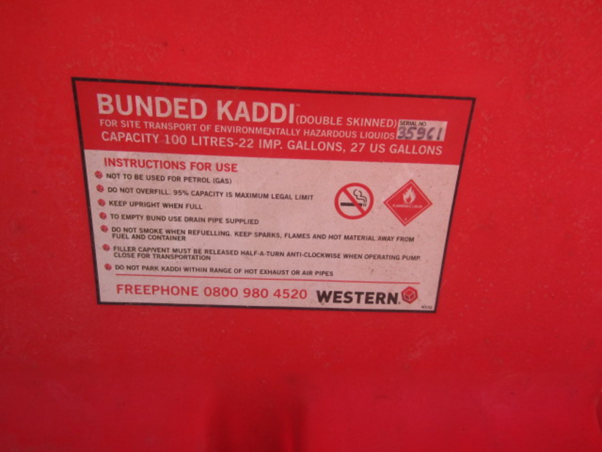 Kaddi bunded double, 100 litre capacity diesel site fuel tank - Image 3 of 3