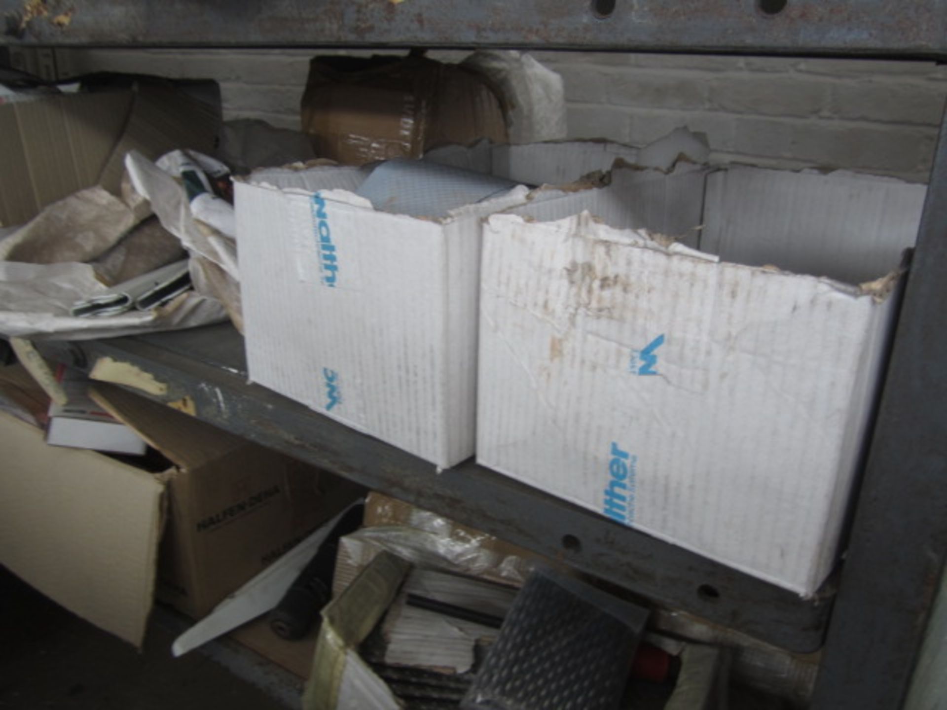 Contents of racking including assorted wall tiles, ceiling roses, flexistrip, acrylic adhesive - Image 7 of 17