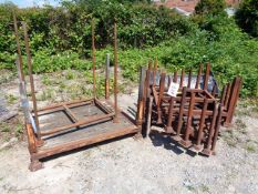 Nine assorted open sided transport stillages and six trestles