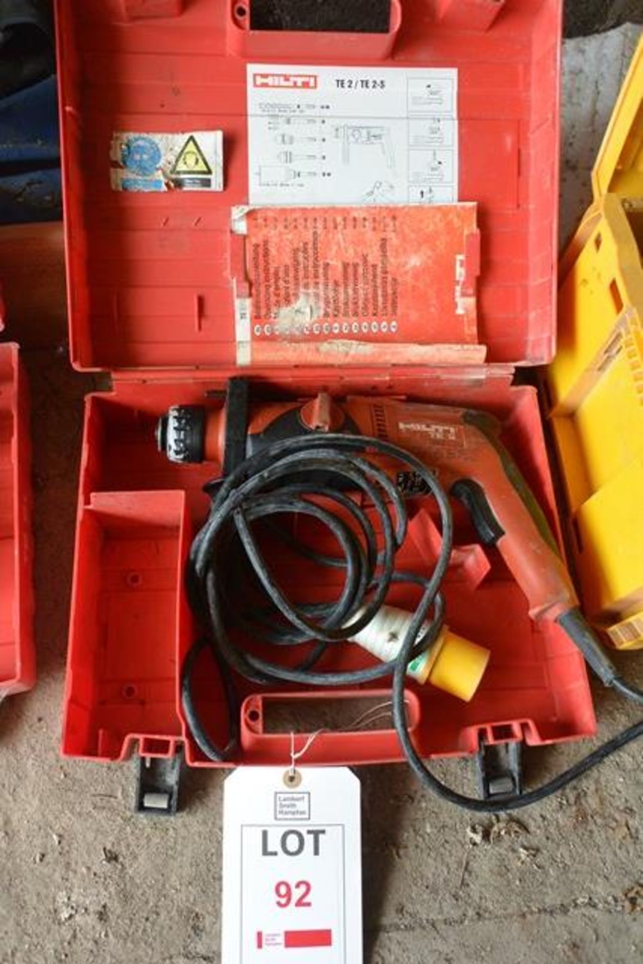 Hilti TE2 110v rotary hammer drill, serial no. 354506, with carry case