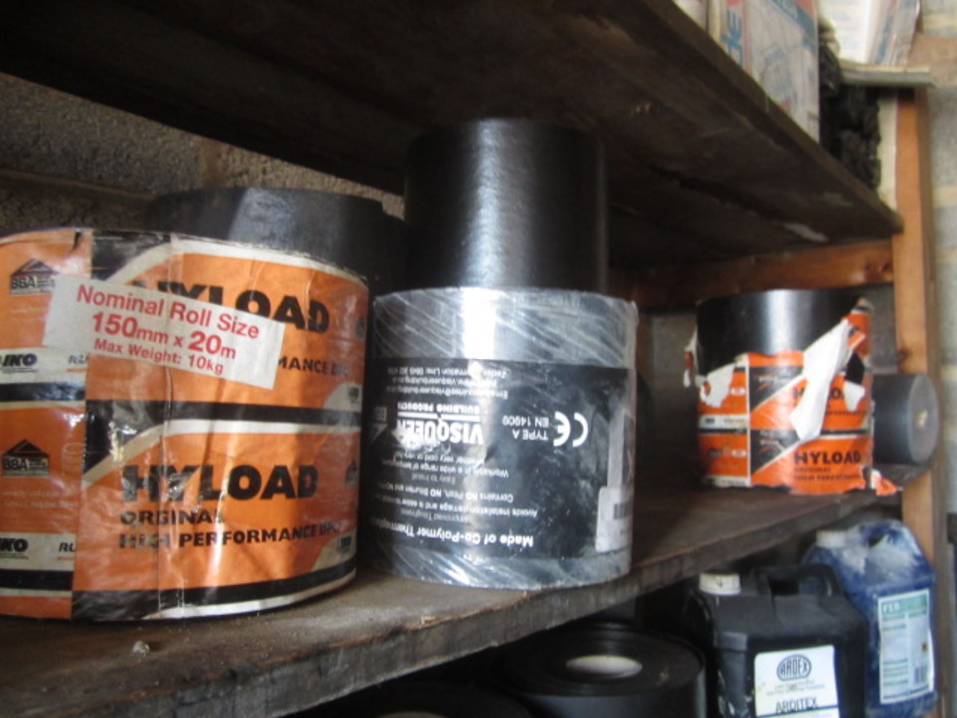 Contents of rack including assorted reels of damp proof course, sub floor Compound, adhesive seal, - Image 10 of 11