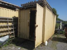 16ft export type shipping container with twin barn doors and internal timber framed shelving (Please