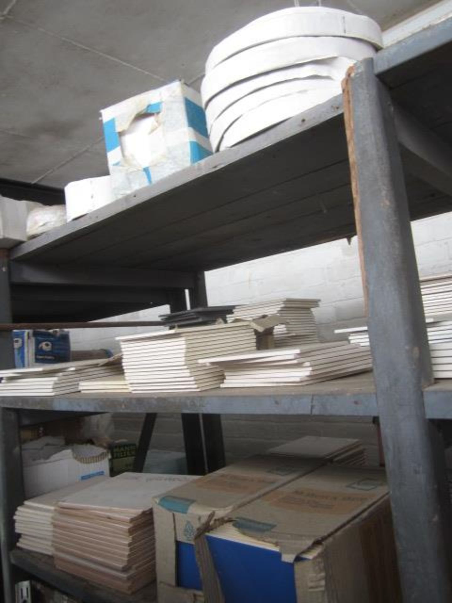 Contents of racking including assorted wall tiles, ceiling roses, flexistrip, acrylic adhesive - Image 6 of 17