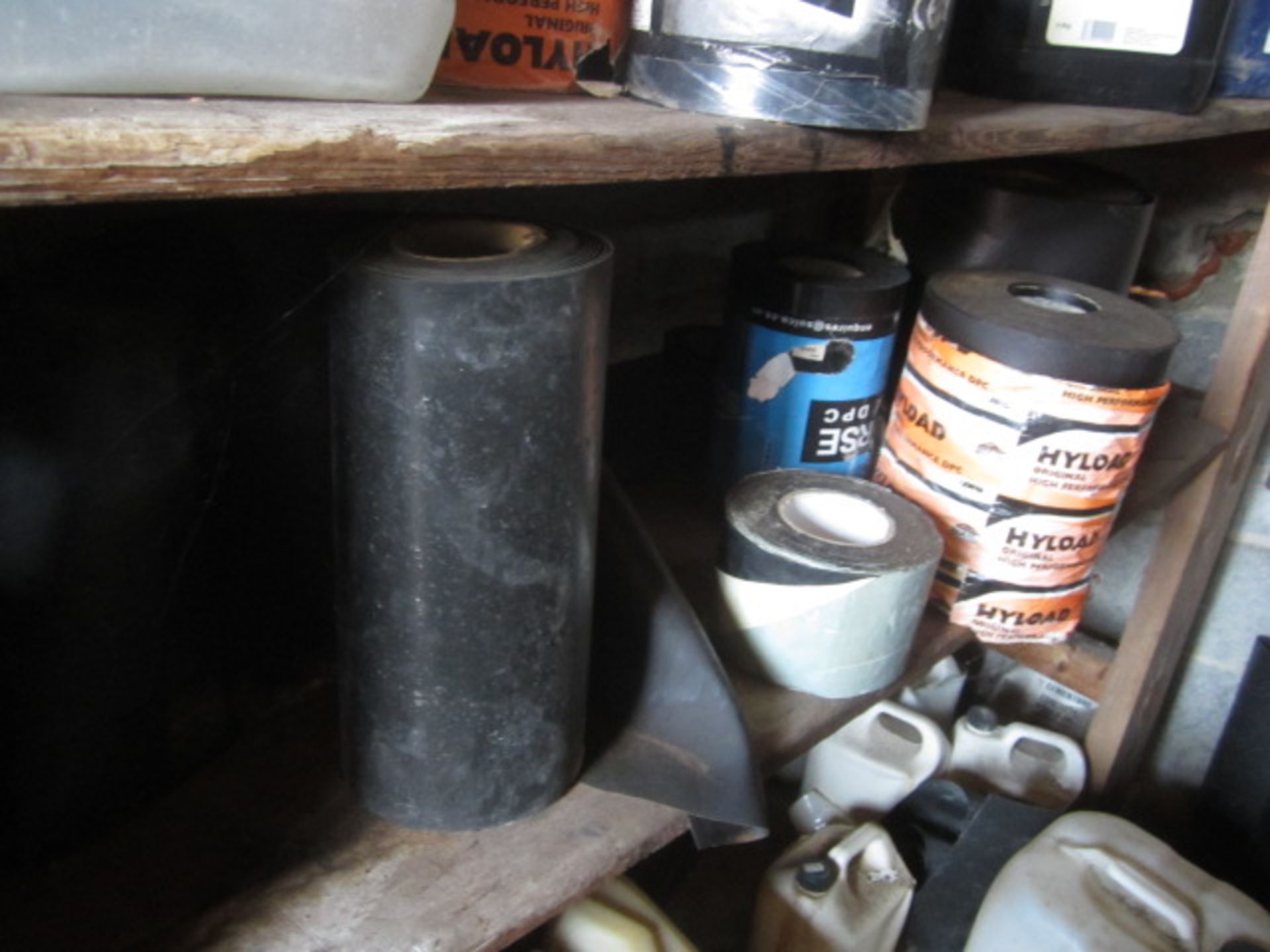 Contents of rack including assorted reels of damp proof course, sub floor Compound, adhesive seal, - Image 8 of 11