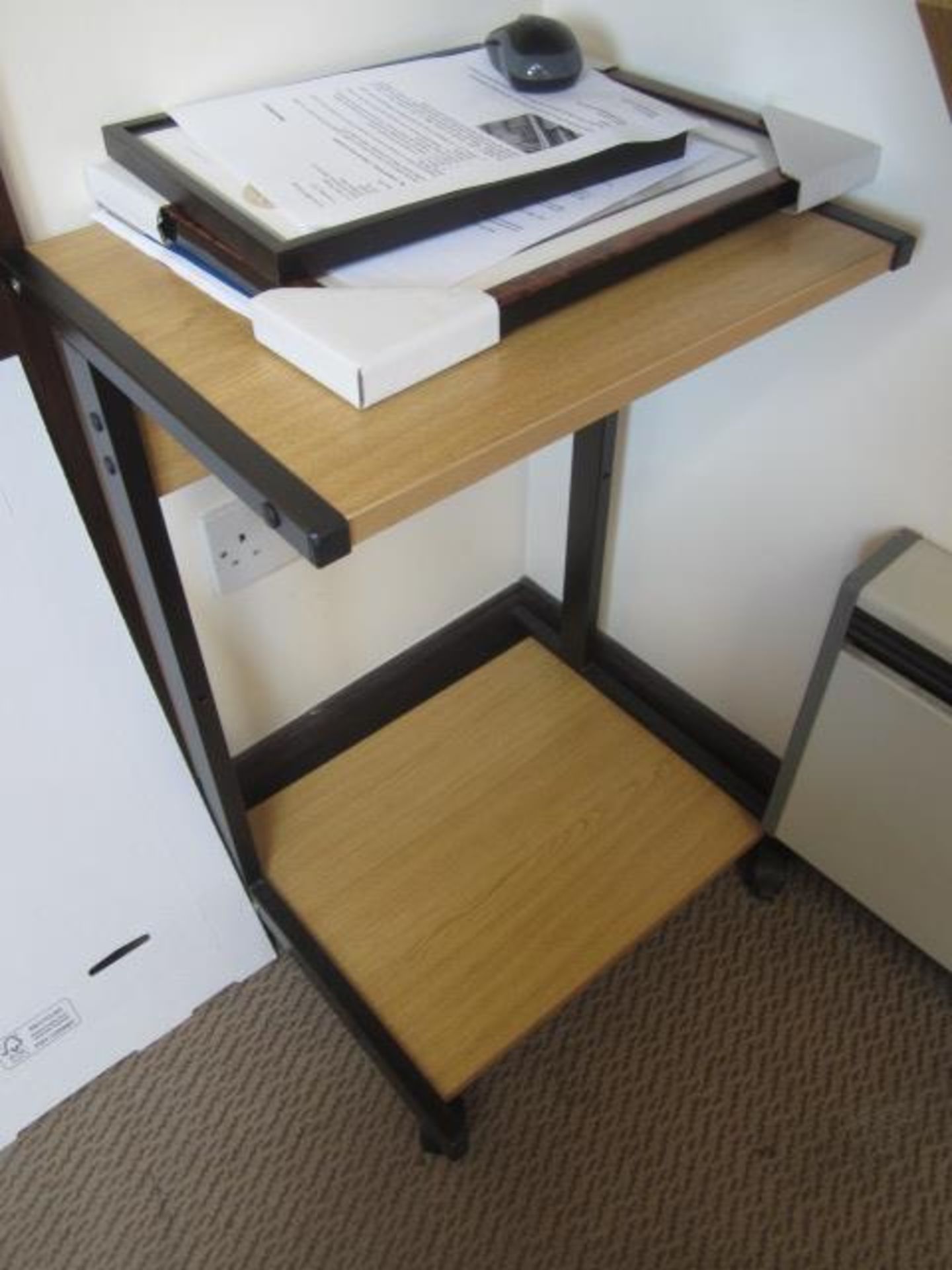 Wood effect workstation, 1600 x 1200mm, wood effect 3 drawer pedestal unit, two wood effect - Image 4 of 5