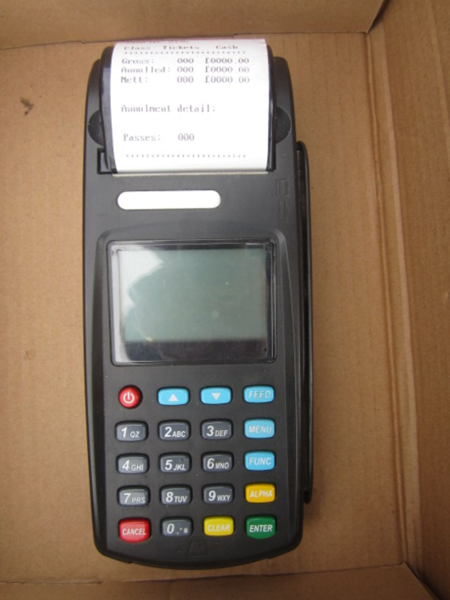 Three John Groves Ticket Systems portable payment and receipt machines. (Please note: this lot is...