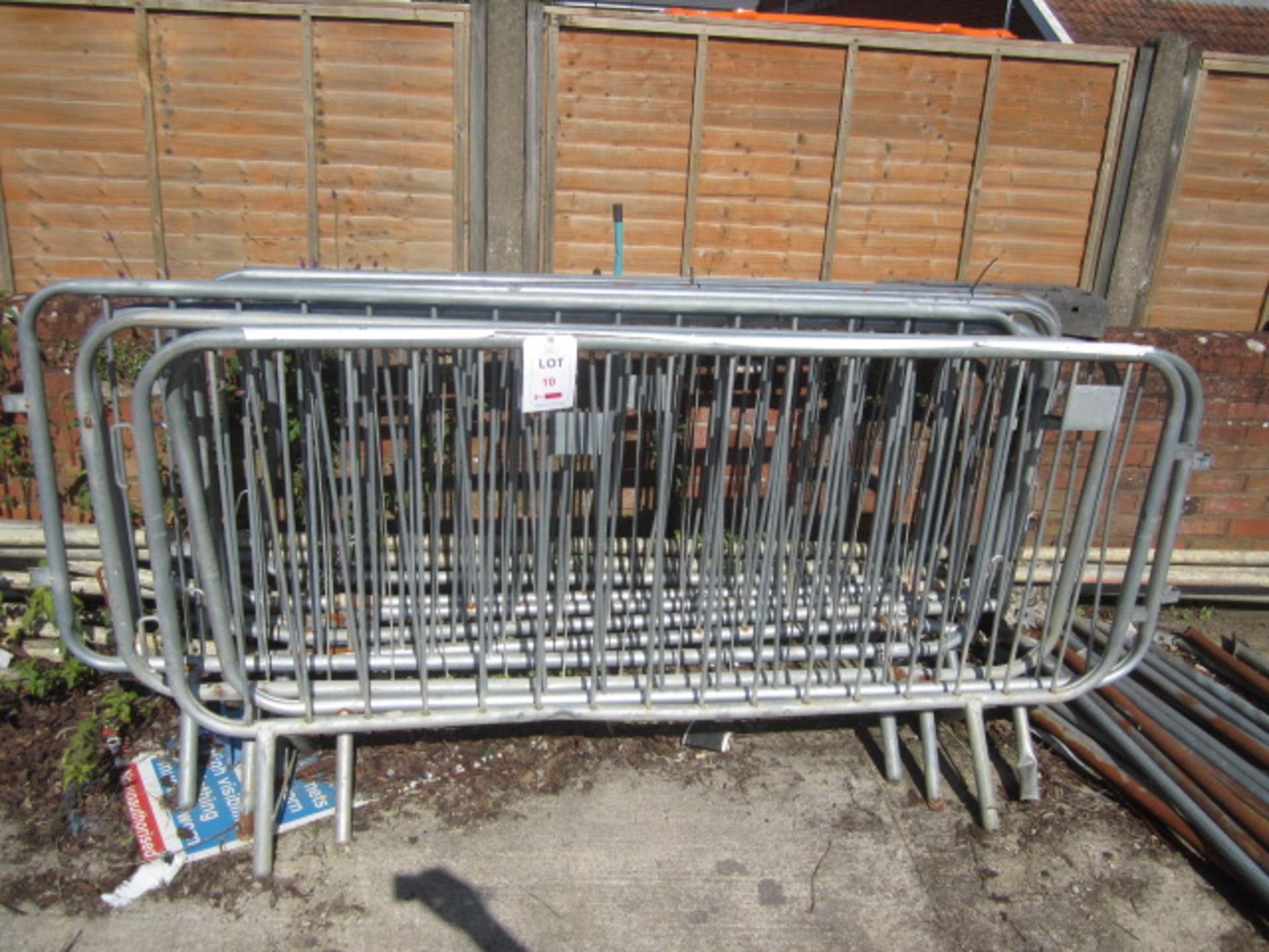 Nine galvanised steel half length burner posts, approx. 2200 x 1100mm